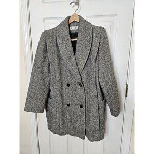 Herman Kay Wool Pea Coat  Jacket Gray  4 Button Closure USA VINTAGE 90S SEE MEAS
